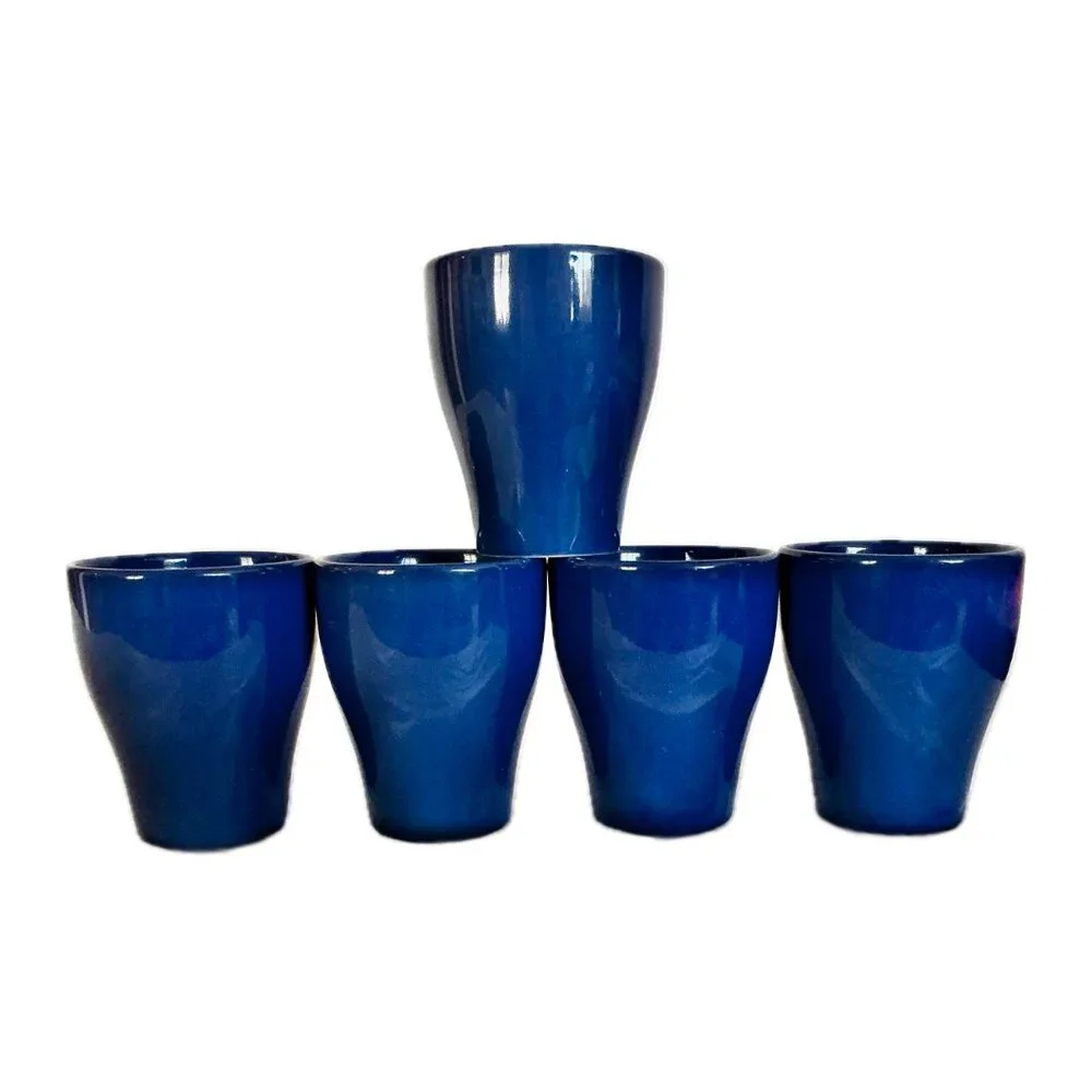 GUC IKEA FARGRIK Lot of 5 #14667 Cobalt Blue Stoneware Coffee Tea Cups Mugs